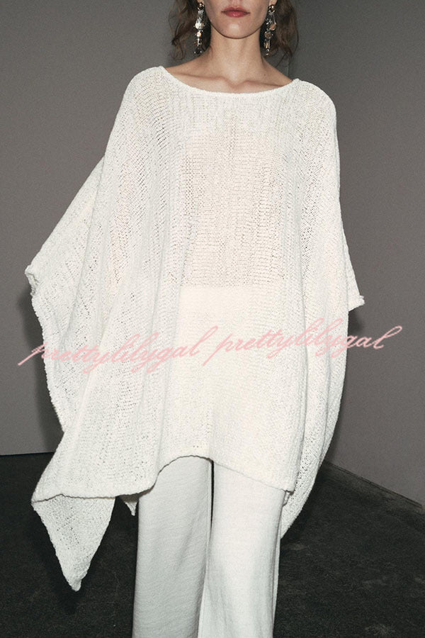 Sunny Somewhere Knit Batwing Sleeve Loose Cover-up Cape