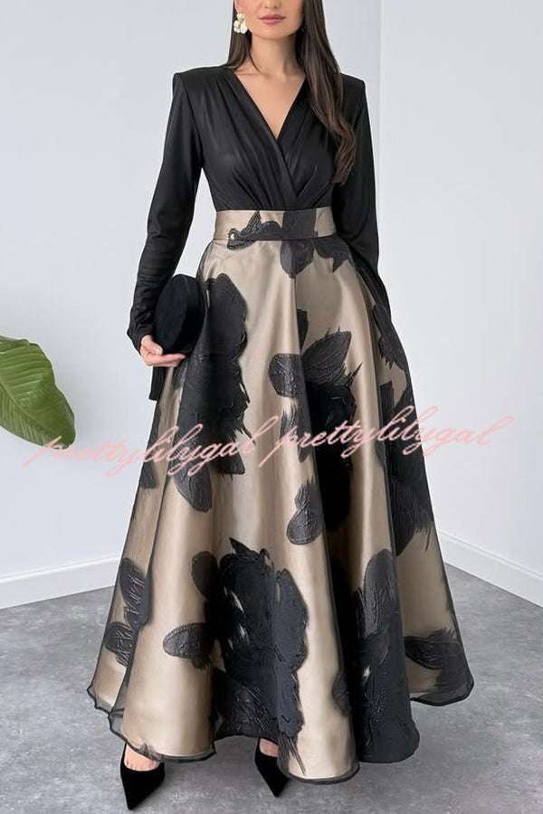 Chic Celebration Glossy Fabric Pleated V-neck Long Sleeve Stretch Bodysuit