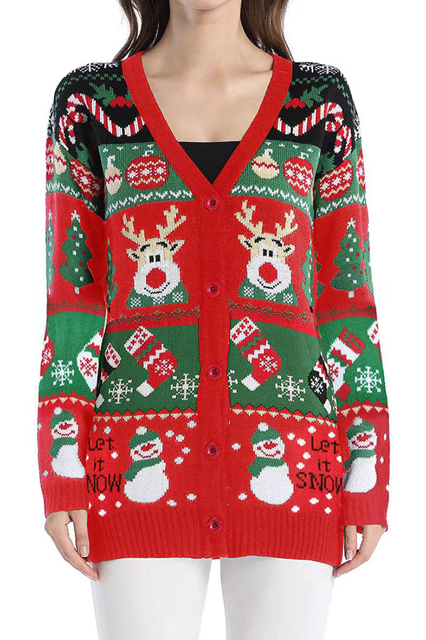 Christmas Loose Long Sleeve Casual Knitted Cardigan