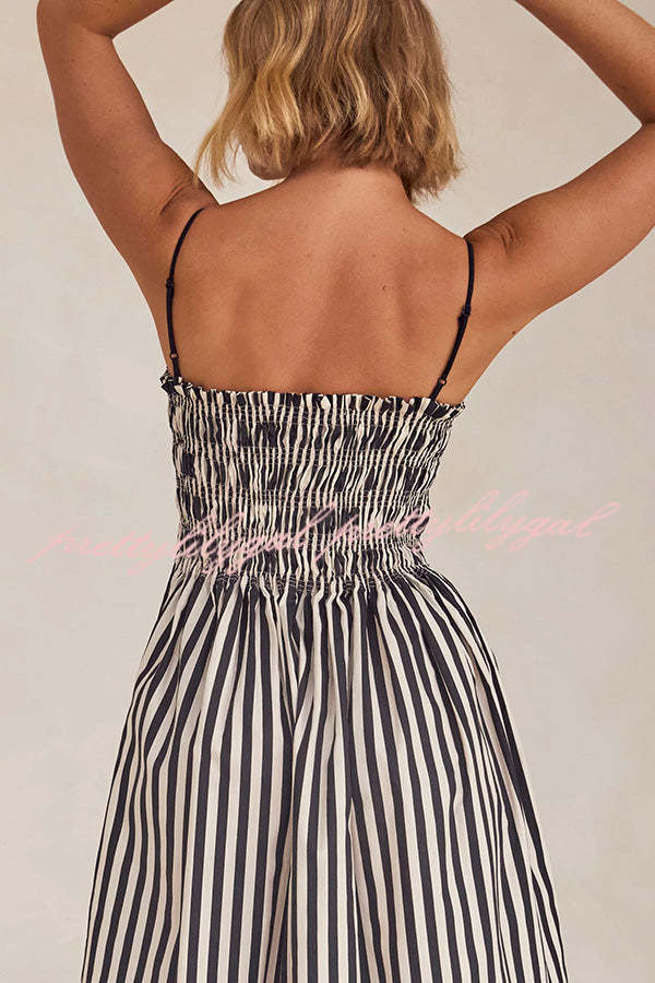 Mariela Stripe Smocked Bust Pocketed Slip Loose Maxi Dress