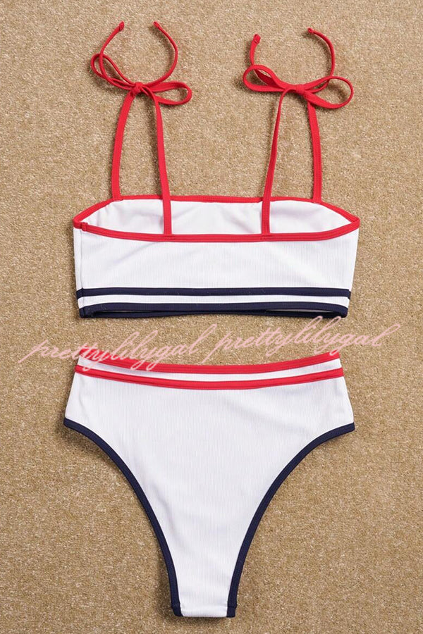 Independence Day Sexy Bikini High Waist Striped Tankini Swimsuit