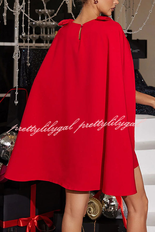 Dear Me Bow Detail Cape Pocket H-line Mini Dress