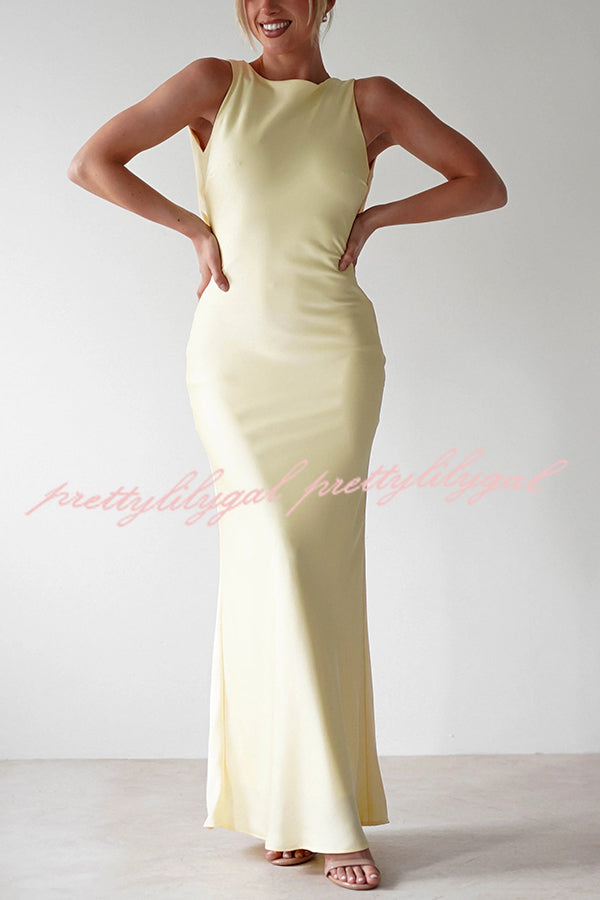 Solid Color Sexy Backless Lace-up Elegant Slim Maxi Dress