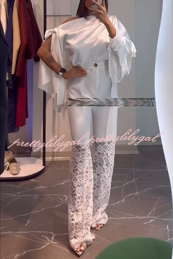 Chic Moment Floral Lace Patchwork High Rise Wide Leg Pants