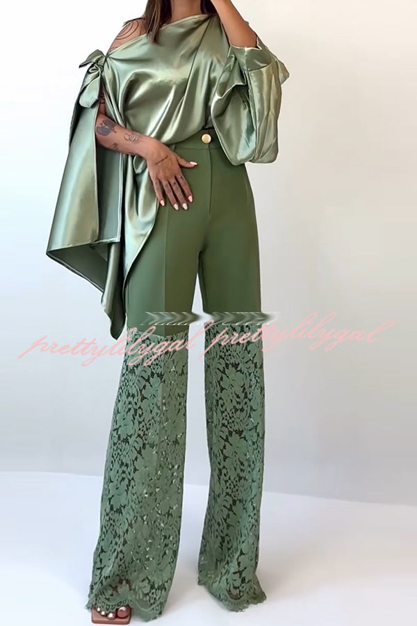 Chic Moment Floral Lace Patchwork High Rise Wide Leg Pants