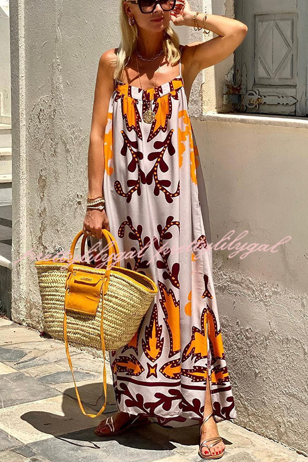 Sunday’s Color Palette Ethnic Printed Loose Cami Maxi Dress