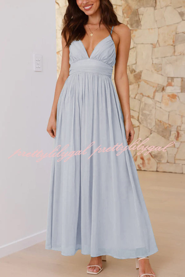 Solid Color Sexy Suspender Backless Lace-up Slim Maxi Dress