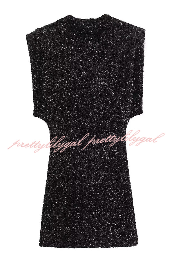 Fashionable Sequined Round Neck Sleeveless Slim-fit Mini Dress