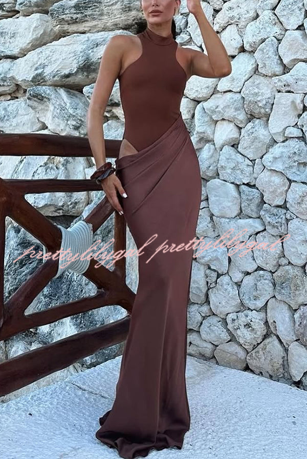 Sexy Sleeveless Slim Waist Hollow Out Maxi Dress