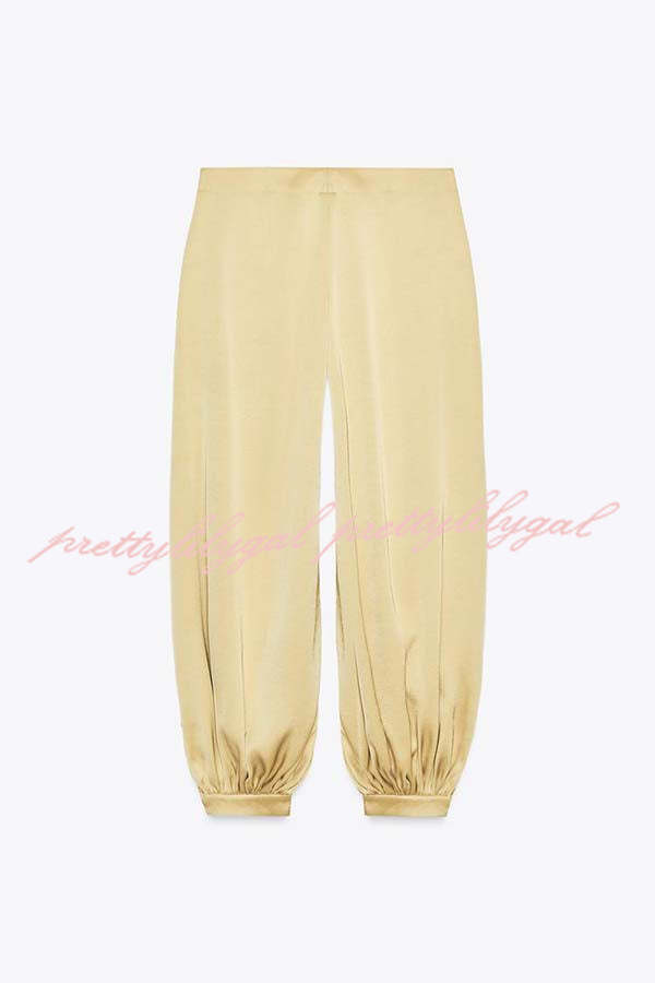 City Phantom Satin High Rise Pocket Aladdin Bloomers Pants