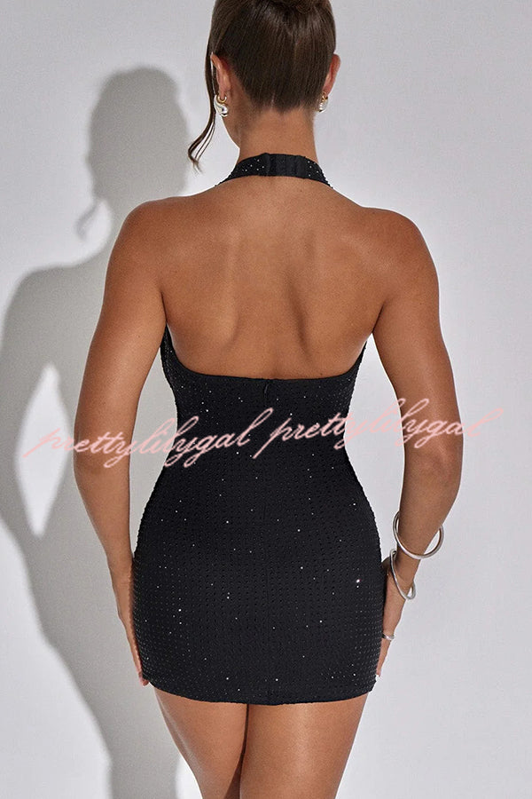 Sexy Halterneck Low-cut Backless Fitted Mini Dress