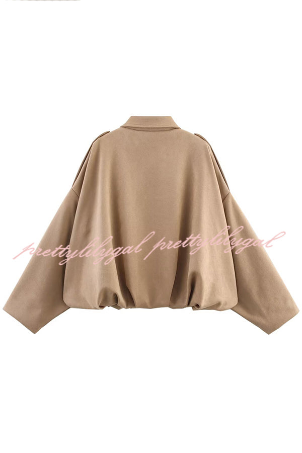 Fashion Lapel Long-sleeved Casual Bomber Jacket