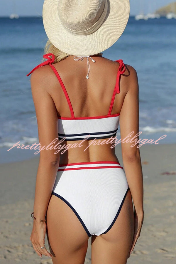 Independence Day Sexy Bikini High Waist Striped Tankini Swimsuit