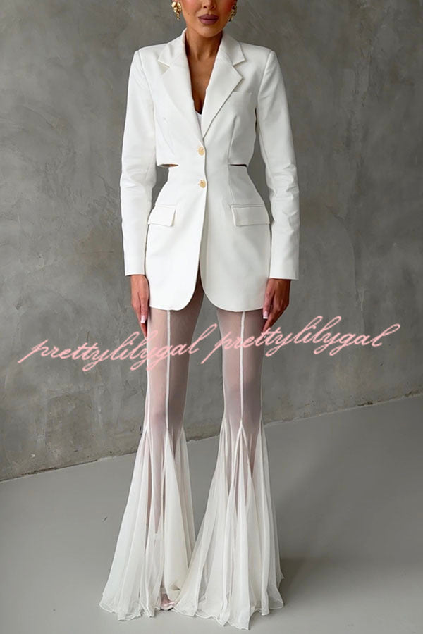 Deep Chic Mesh High Rise Elastic Waist Fishtail Stretch Pants