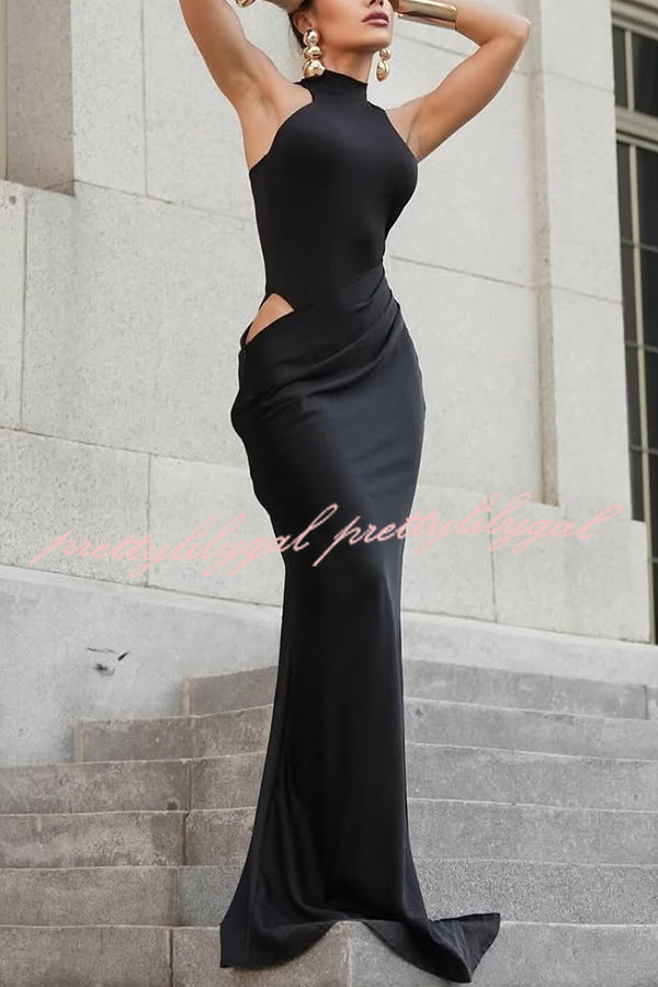 Sexy Sleeveless Slim Waist Hollow Out Maxi Dress