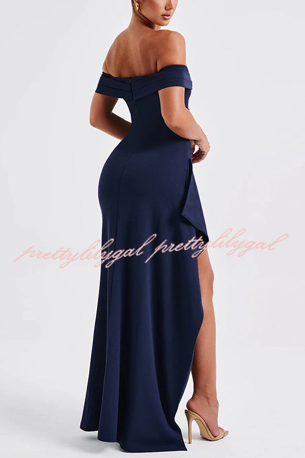 Sexy Lady Off Shoulder High Slit Maxi Dress