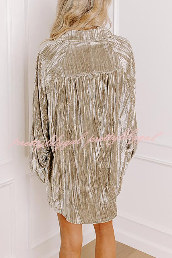 Solid Color Velvet Light-sensitive Drape Loose Shirt