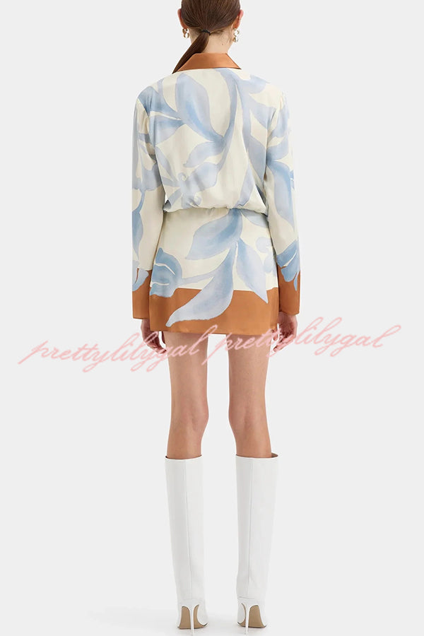 Lake Days Satin Colorblock Unique Print Tie-up Shirt Mini Dress