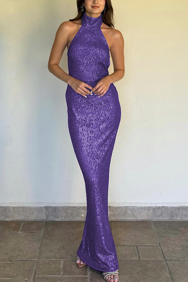 Sexy Sleeveless Backless Sequined Fitted Maxi Dress prettylilygal Sexy Sleeveless Backless Sequined Fitted Maxi Dress prettylilygal