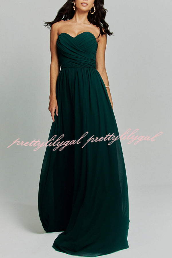 Romantic Party Chiffon Off Shoulder Sweetheart Neck Ruched Cape Maxi Dress