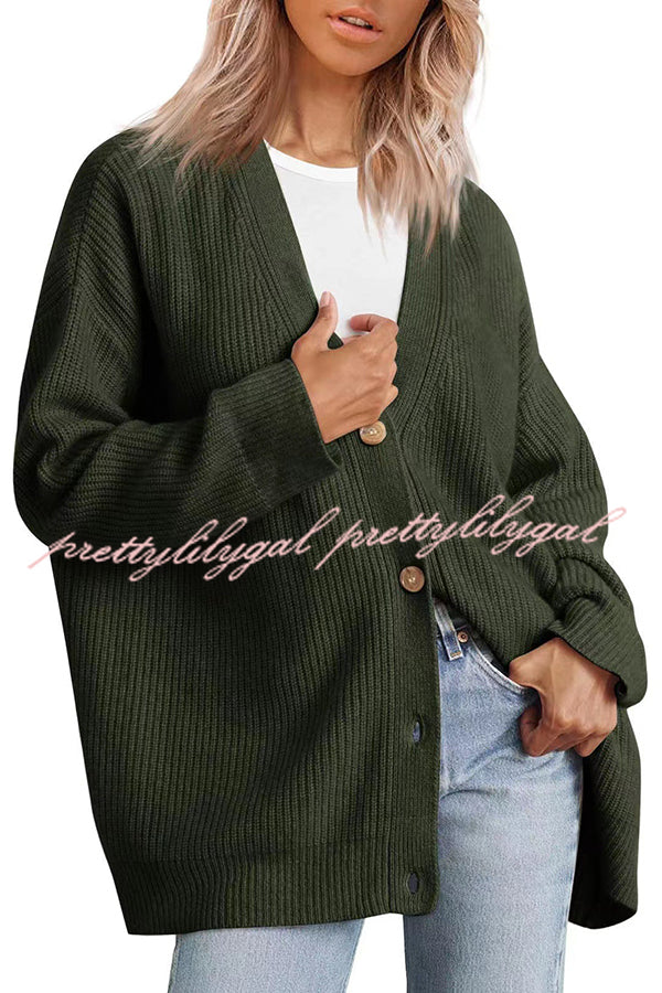 Mountain View Knit Ribbed Button Relaxed Cardigan