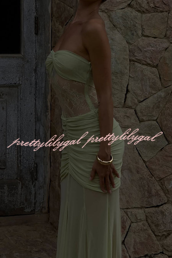 Fashion Lace Splicing Sexy Sleeveless Off-shoulder Slim Maxi Dress