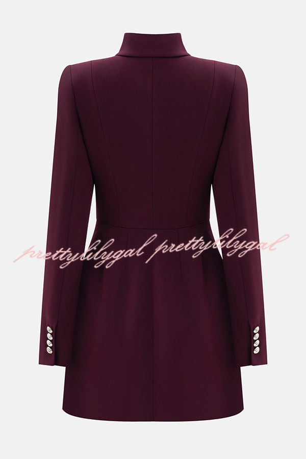 Elegant Long-sleeved Hollowed-out Button-down Slim-fit Mini Dress