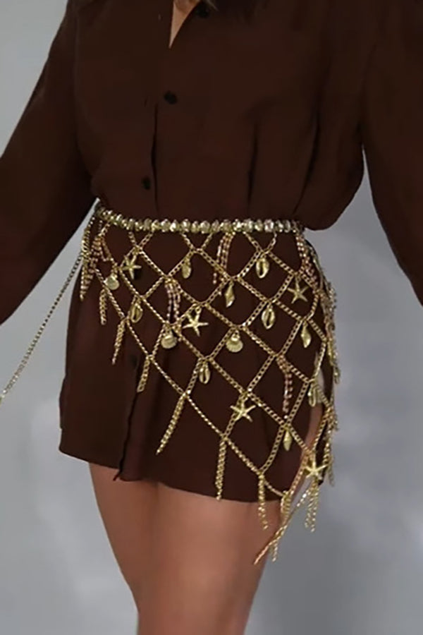 Holiday-themed Openwork Seashell and Starfish Waist Chain