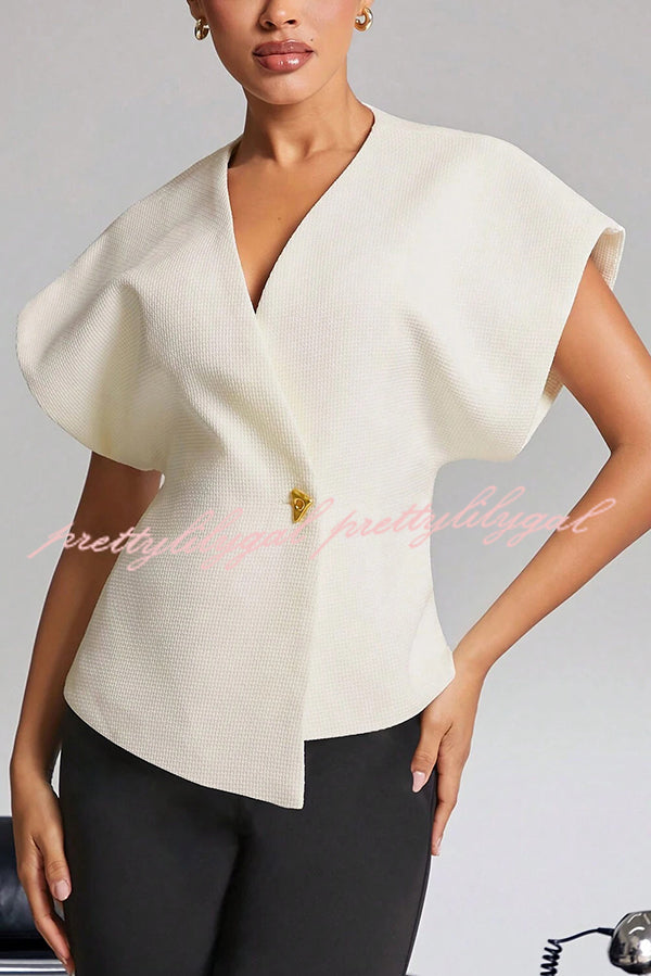 Fashion Button V-neck Asymmetrical Suit Vest