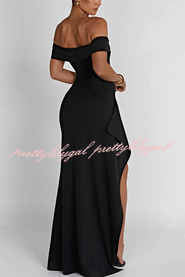 Sexy Lady Off Shoulder High Slit Maxi Dress