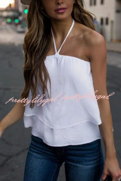 Solid Color Halter Neck Casual All-match Top