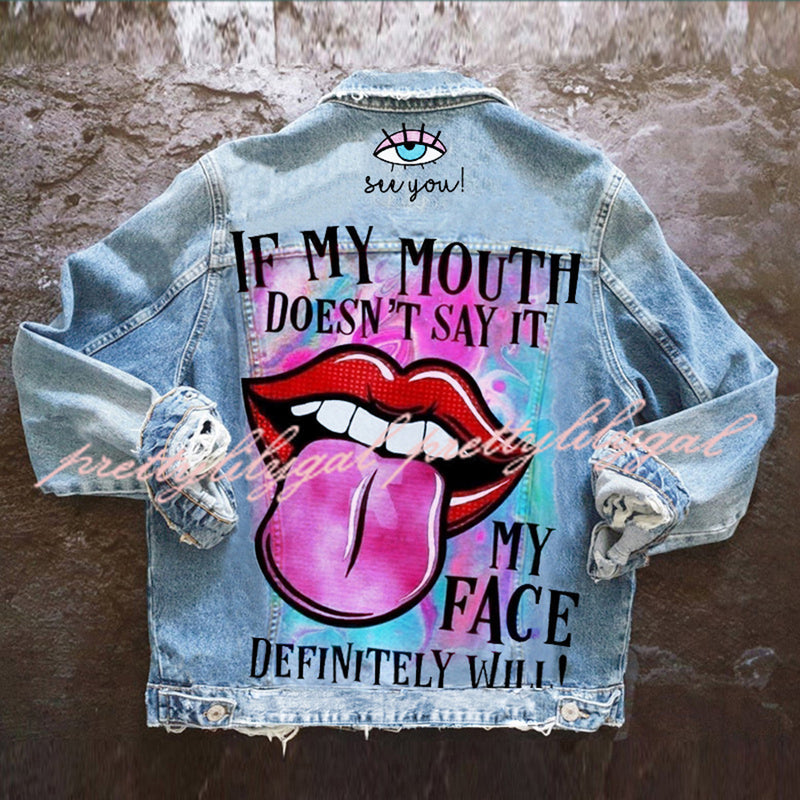 Halloween Print Long Sleeve Denim Jacket