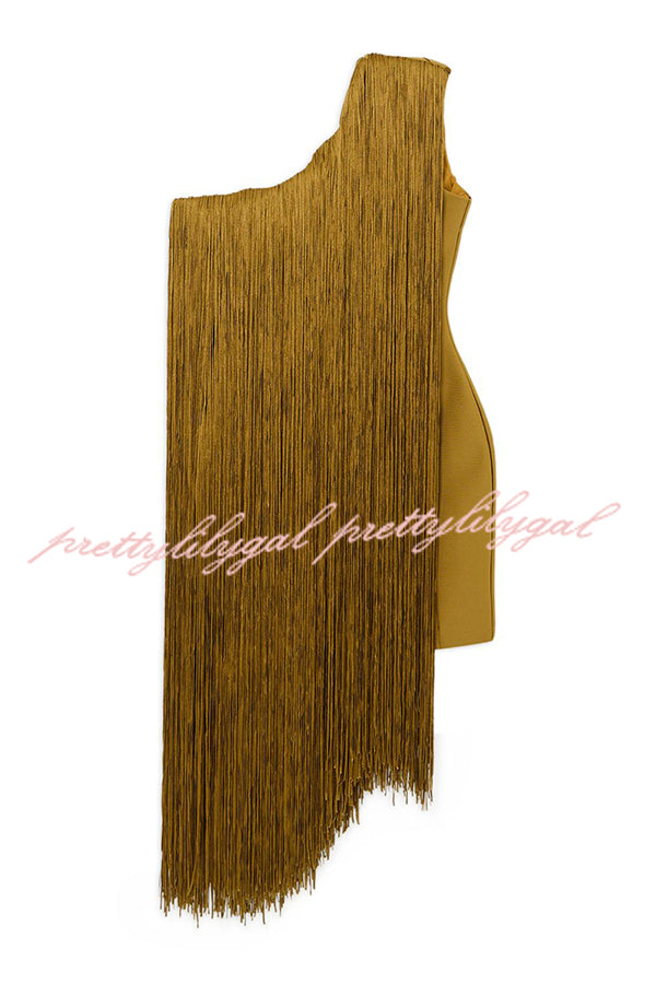 Fashion One-shoulder Slim-fit Elegant Tassel Mini Dress