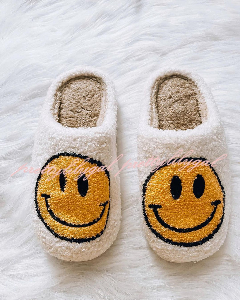 Smiley plush slippers