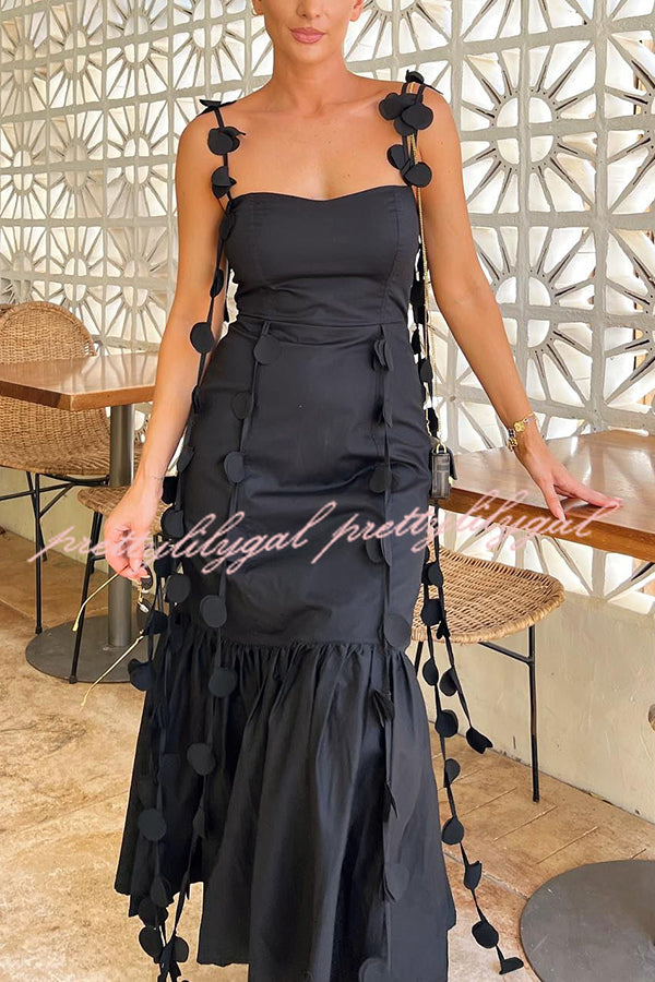 Romantic Getaway Round Decorative Draped Braid Fishtail Midi Dress