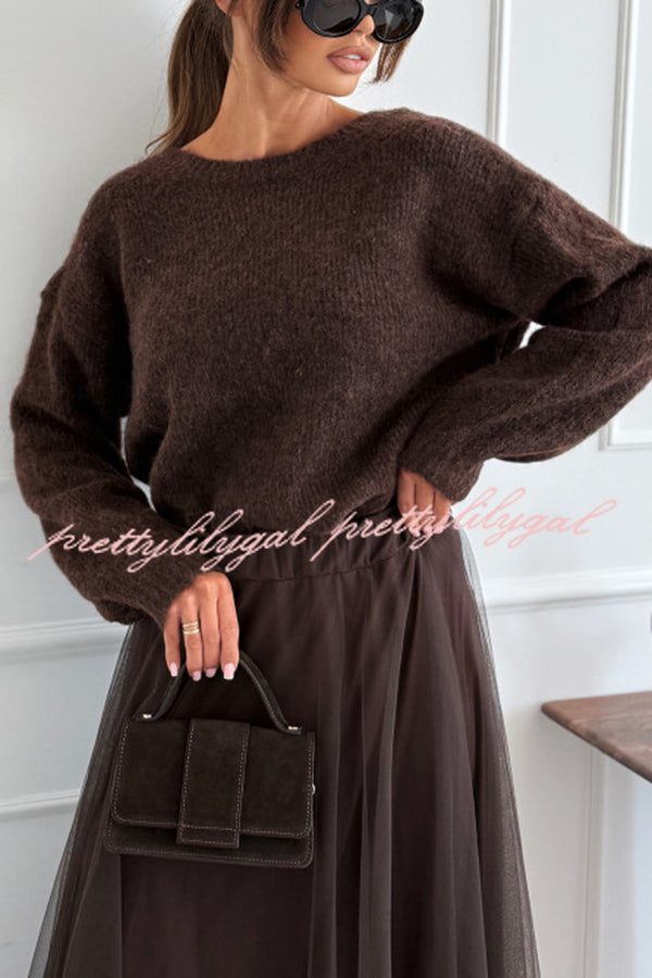 Gisella Knit Back Slit Leopard Print Bow Design Long Sleeve Relaxed Sweater