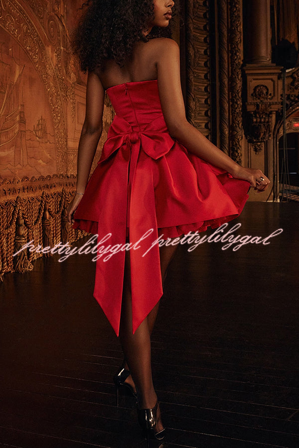 mini dress with big bow Stylish Sleeveless Off-shoulder Elegant Large Bow Mini Dress – prettylilygal