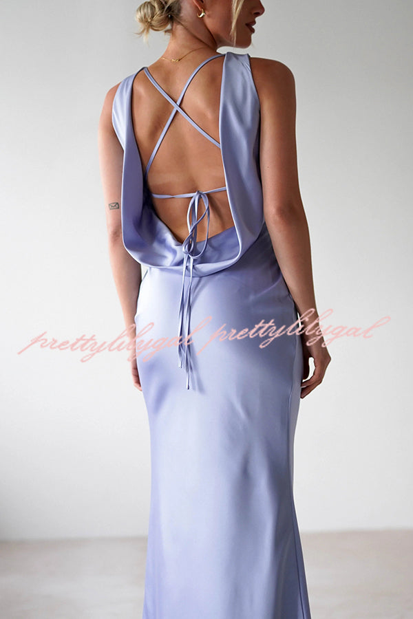 Solid Color Sexy Backless Lace-up Elegant Slim Maxi Dress
