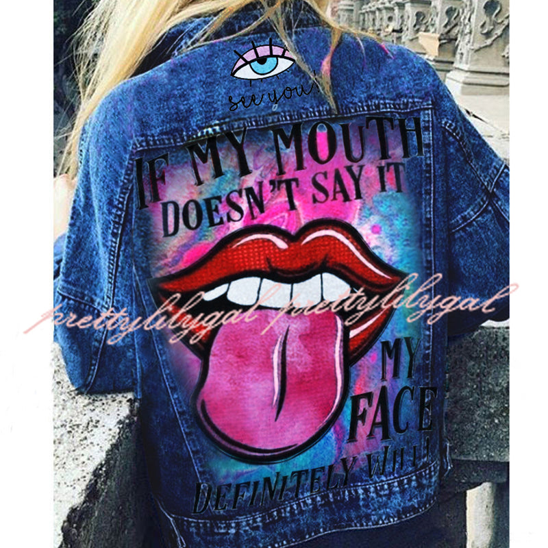 Halloween Print Long Sleeve Denim Jacket