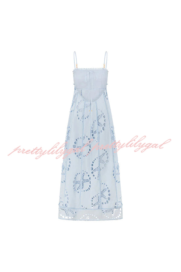Simona Embroidered Starfish Pattern Backless Tie-up Slip Maxi Dress