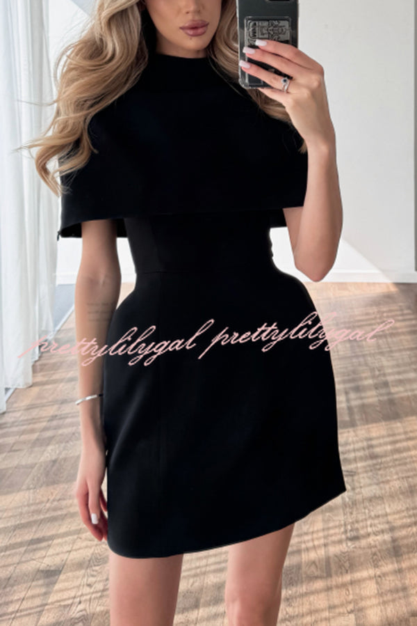 Solid Color Shawl and Square Neck Sleeveless Fitted Mini Dress Two-piece Set