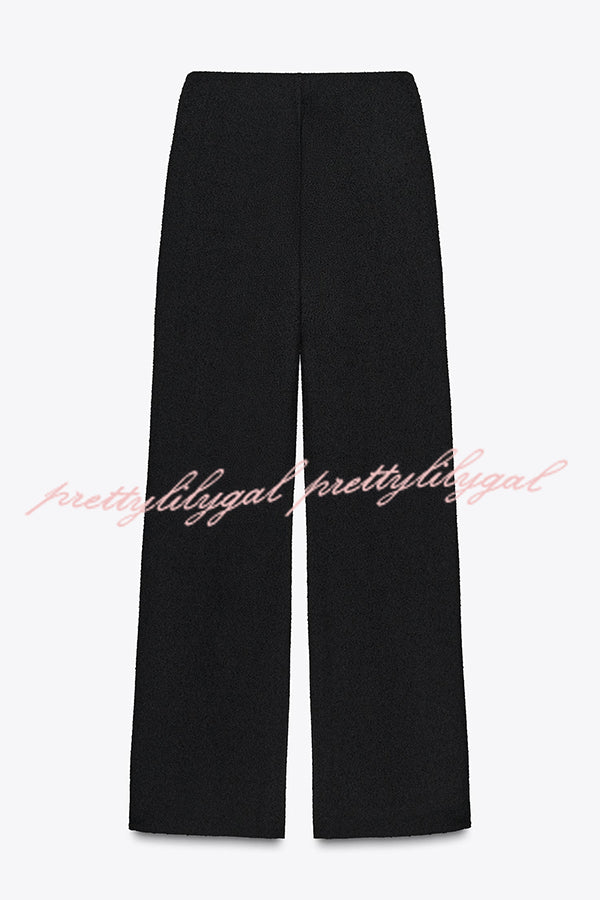 Fashion Contrast Color Stretch High Waist Casual Straight Pants