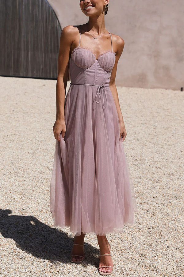 Modern-day Princess Chiffon Suspenders Party Maxi Dress