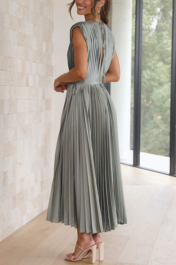 Hello Gorgeous Satin Pleated Midi Dress