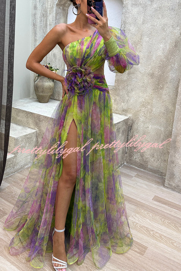 tulle floral maxi dress Arabella Tulle Maxi Dress Dusty Blue Floral