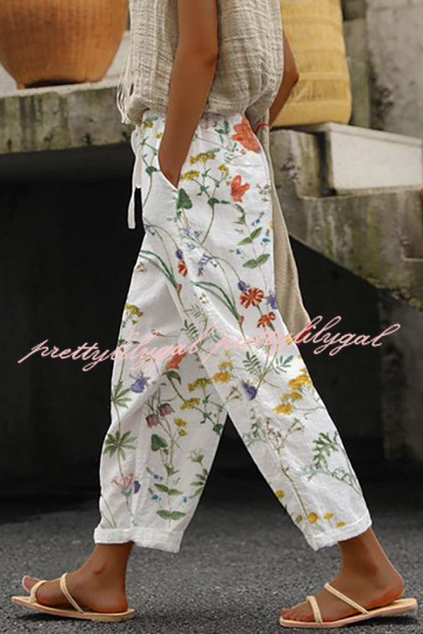 Casual Unique Printed Button Pocket Pants