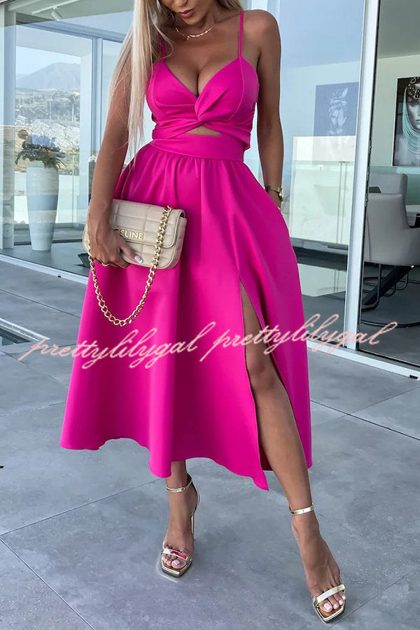 Florida Keys Cutie Pocketed Cutout Slit Midi Dress