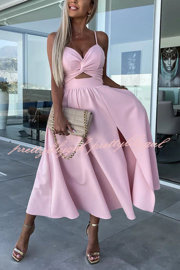 Florida Keys Cutie Pocketed Cutout Slit Midi Dress