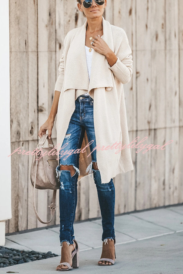 Fireside Pocketed Oversized Drape Neckline Knit Cardigan