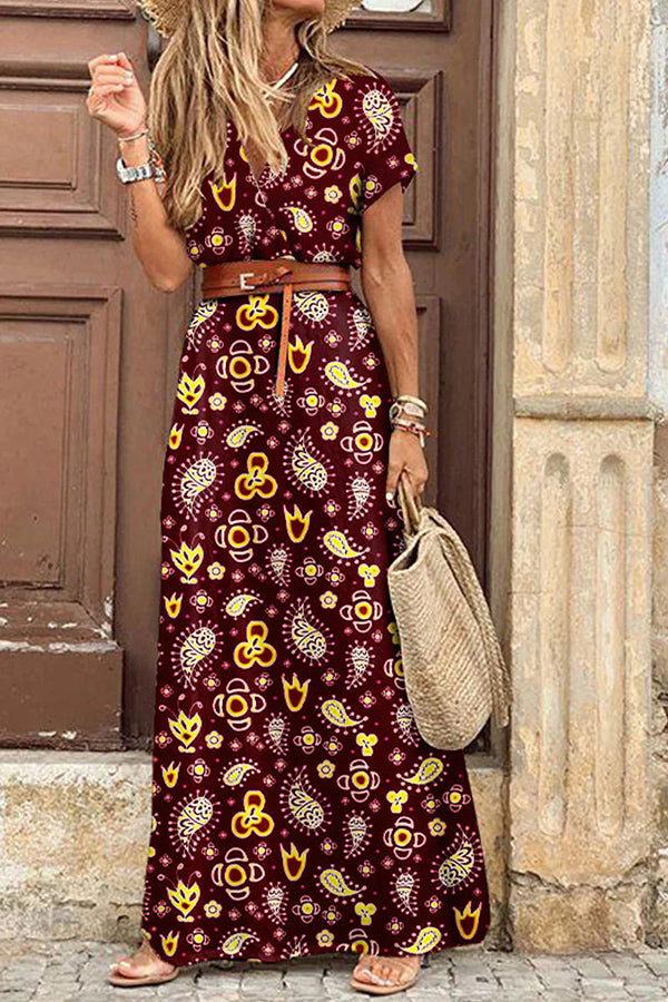 Forgotten Story Paisley Maxi Dress（belt Included）